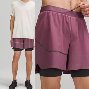 Lululemon Mens Surge Shorts Purple Size Large Lined Lightweight Running Nulux 6"